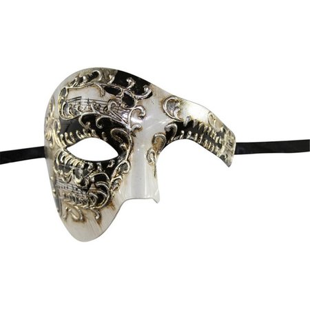 PERFECTPRETEND Phantom of the Opera Inspired Venetian Musical Masquerade Mask Black  Silver PE1823870